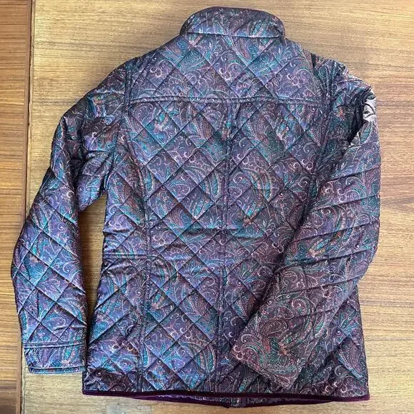 Talbots Quilted Jacket Sz XS Womens Paisley Maroon Purple Snap Zip Lightweight - Picture 4 of 10